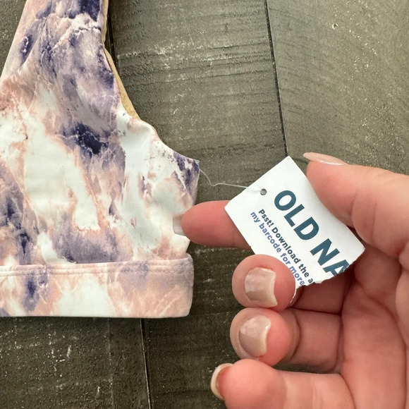 OLD NAVY NWT Powersoft Go Dry Pink Purple Marble Sports Bra Small (6/7 girls) - Picture 3 of 6